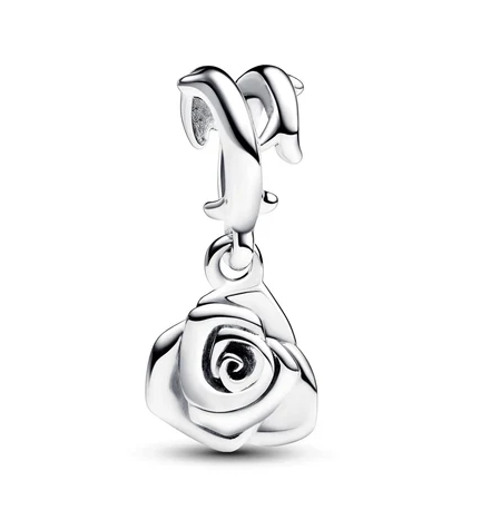 Charm de rosa de plata
